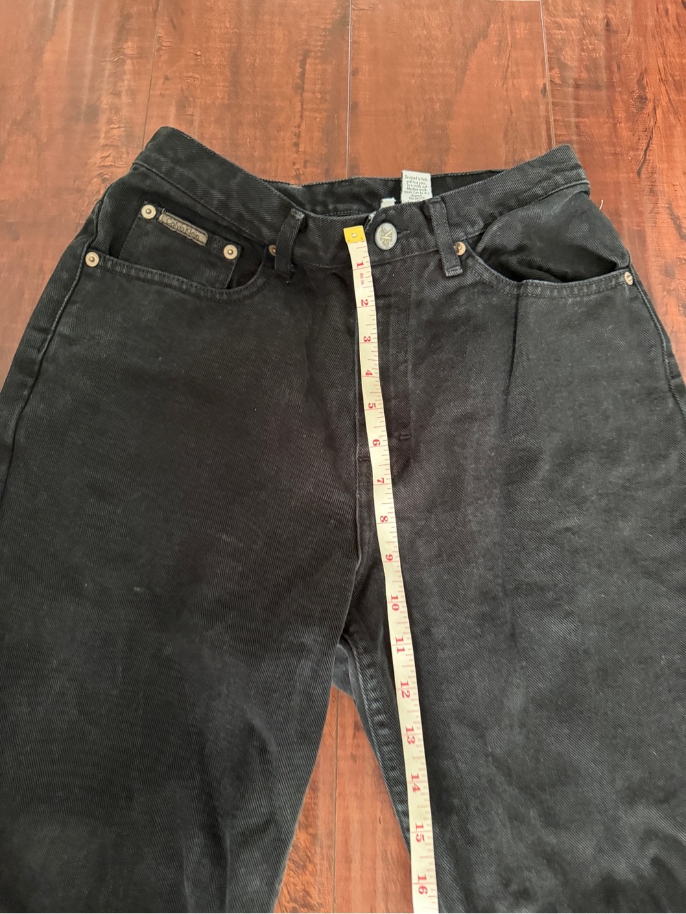 Vintage Calvin Klein Raw Hem Black High-Waist Straight Jeans - Picture 9 of 10